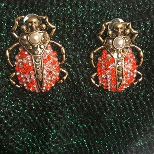 Scarab Beetle Crystal Statement Earrings
